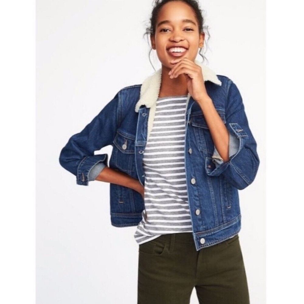Denim Sherpa-Lined Jacket